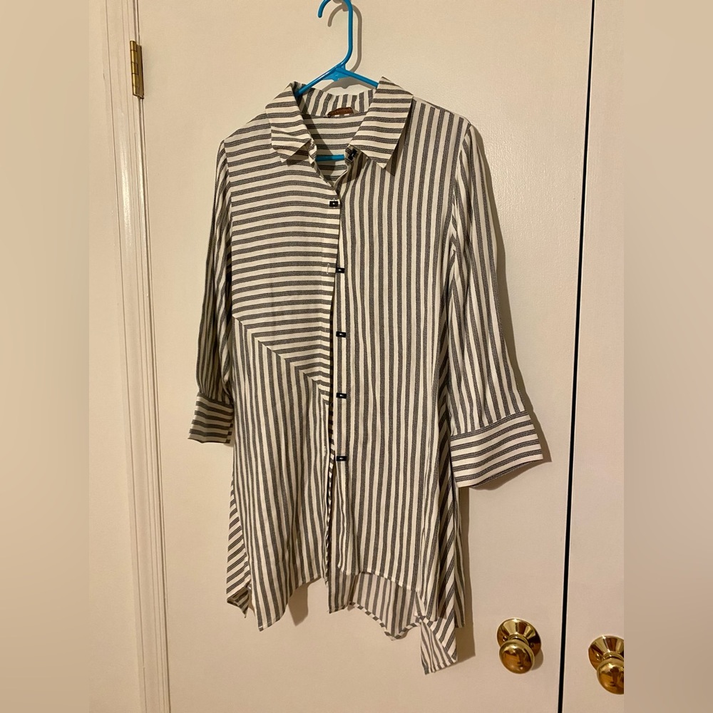 Soft Surroundings Striped Tunic Top Asymmetrical Hem Women Extra Small XS